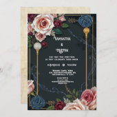 Invitation Elégant Art Déco Rose Vintage Wedding (Devant / Derrière)