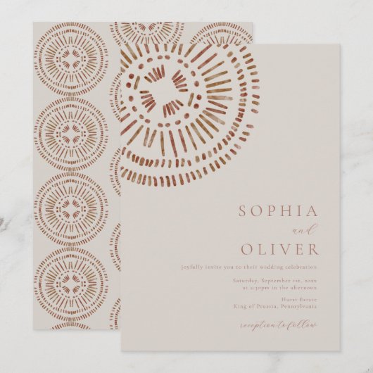 Invitation Élégant Art Déco Tropical Mariage Aquarelle (Devant / Derrière)