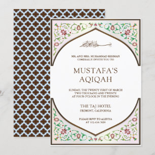 Invitation Élégant Art Mosaïque Persan Aqiqah Islamique
