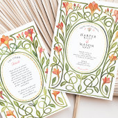 Invitation Elegant Art Nouveau Coral Lily Wedding Invite