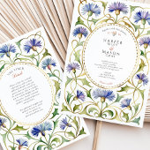 Invitation Elegant Art Nouveau Cornflower Gold Wedding