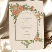 Invitation Élégant Art Nouveau Iris Floral Mariage