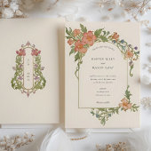 Invitation Élégant Art Nouveau Iris Floral Mariage