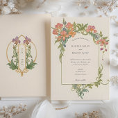 Invitation Élégant Art Nouveau Iris Floral Mariage