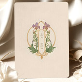 Invitation Élégant Art Nouveau Iris Floral Mariage