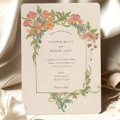 Invitation Élégant Art Nouveau Iris Floral Mariage