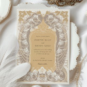 Invitation Elégant Art Nouveau Mariage de couleur crème dorée