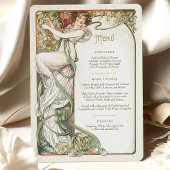 Invitation Elégant Art Nouveau Mariage Menu Dîner Mucha