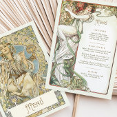 Invitation Elégant Art Nouveau Mariage Menu Dîner Mucha