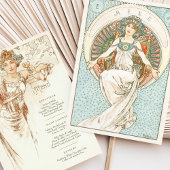 Invitation Elégant Art Nouveau Mariage Menu Dîner Mucha