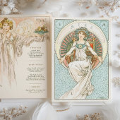 Invitation Elégant Art Nouveau Mariage Menu Dîner Mucha