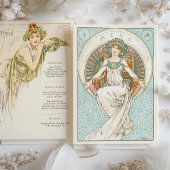 Invitation Elégant Art Nouveau Mariage Menu Dîner Mucha