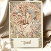Invitation Elégant Art Nouveau Mariage Menu Dîner Mucha