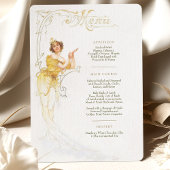 Invitation Elégant Art Nouveau Mariage Menu Dîner Mucha