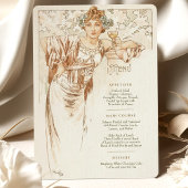 Invitation Elégant Art Nouveau Mariage Menu Dîner Mucha
