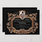 Invitation Elégant Art Nouveau Mariage photo noir et blanc (Devant / Derrière)