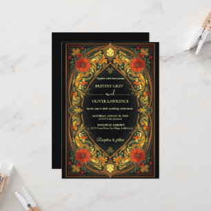 Invitation Élégant Art Nouveau Mucha Vintage Floral Mariage