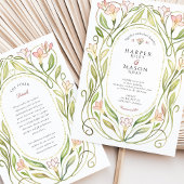 Invitation Élégant Art Nouveau Peach Lily Mariage