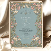 Invitation Elegant Art Nouveau Pinnk Lily Wedding