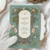 Invitation Elegant Art Nouveau Pinnk Lily Wedding