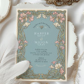 Invitation Elegant Art Nouveau Pinnk Lily Wedding