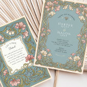 Invitation Elegant Art Nouveau Pinnk Lily Wedding