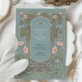 Invitation Elegant Art Nouveau Pinnk Lily Wedding