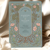 Invitation Elegant Art Nouveau Pinnk Lily Wedding
