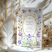 Invitation Élégant Art Nouveau Purple Freesias Mariage