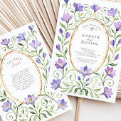 Invitation Élégant Art Nouveau Purple Freesias Mariage