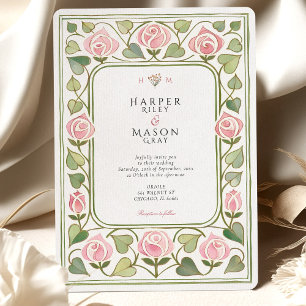 Invitation Elégant Art Nouveau Rose Garden Mariage