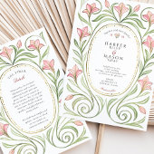 Invitation Élégant Art Nouveau Rose Lily Mariage