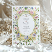 Invitation Elegant Art Nouveau Spring Floral Gold Wedding