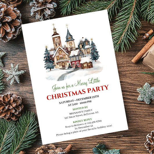 Invitation Elegant artistic holiday scene Christmas invites