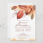 Invitation Elégant automne automne aquarelle Mariage floral (Devant)