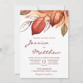 Invitation Elégant automne automne aquarelle Terracotta Flora (Devant)