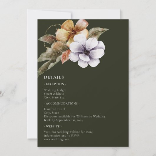 Invitation Élégant automne automne tout en un Mariage de Bour (Dos)