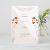 Invitation Elégant Automne Deux Couleurs Côté Floral Invitati (Debout devant)