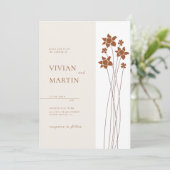 Invitation Elégant Automne Deux Couleurs Côté Floral Invitati (Debout devant)
