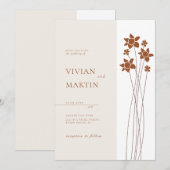 Invitation Elégant Automne Deux Couleurs Côté Floral Invitati (Devant / Derrière)