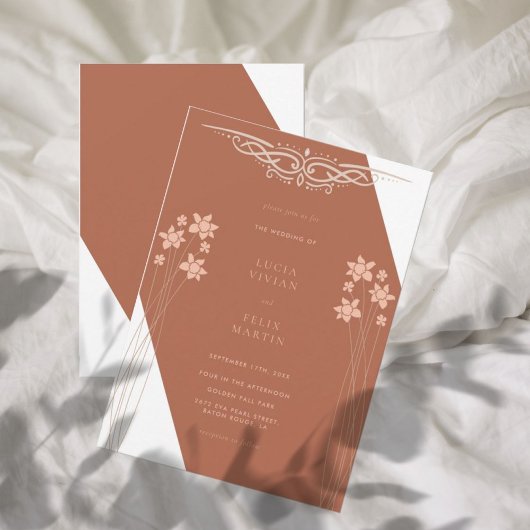 Invitation Elégant Automne Deux Couleurs Côté Floral Invitati