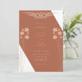 Invitation Elégant Automne Deux Couleurs Côté Floral Invitati (Debout devant)