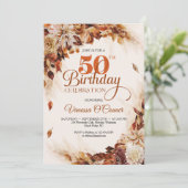 Invitation Élégant automne et automne brûlé orangé feuilles f (Debout devant)