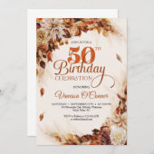 Invitation Élégant automne et automne brûlé orangé feuilles f (Devant / Derrière)