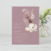 Invitation Élégant automne Floral Citrouille (Debout devant)