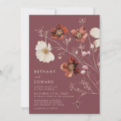 Invitation Élégant automne Floral Mauve Mariage (Devant)