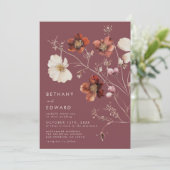 Invitation Élégant automne Floral Mauve Mariage (Debout devant)