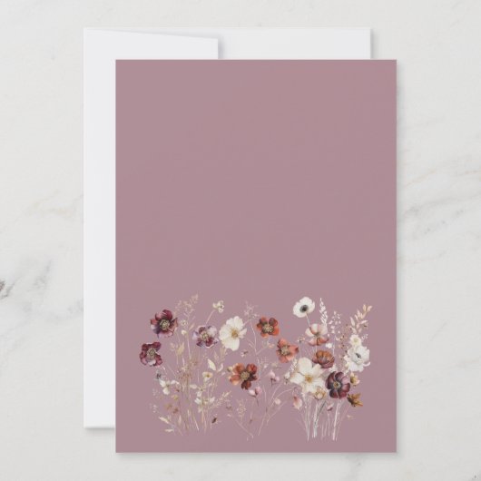 Invitation Élégant automne Floral Mauve Mariage (Dos)