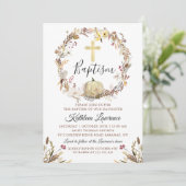 Invitation Élégant Automne Floral Wreath Citrouille Automne B (Debout devant)