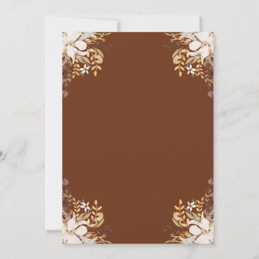 Invitation Élégant Automne Floral Wreath Citrouille Automne B (Dos)